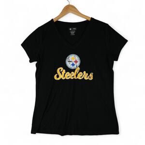 NFL Team Apparel Pittsburgh Steelers T-Shirt Womens XL Black Sleepwear